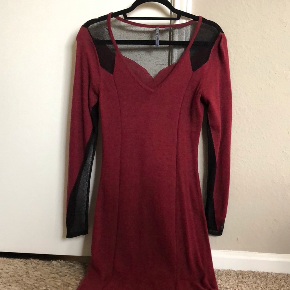 Red and mesh Guess sweater dress